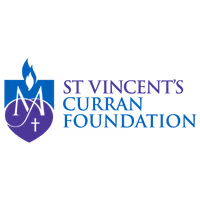 Logo of St Vincent's Curran Foundation with a blue star above a purple circle.