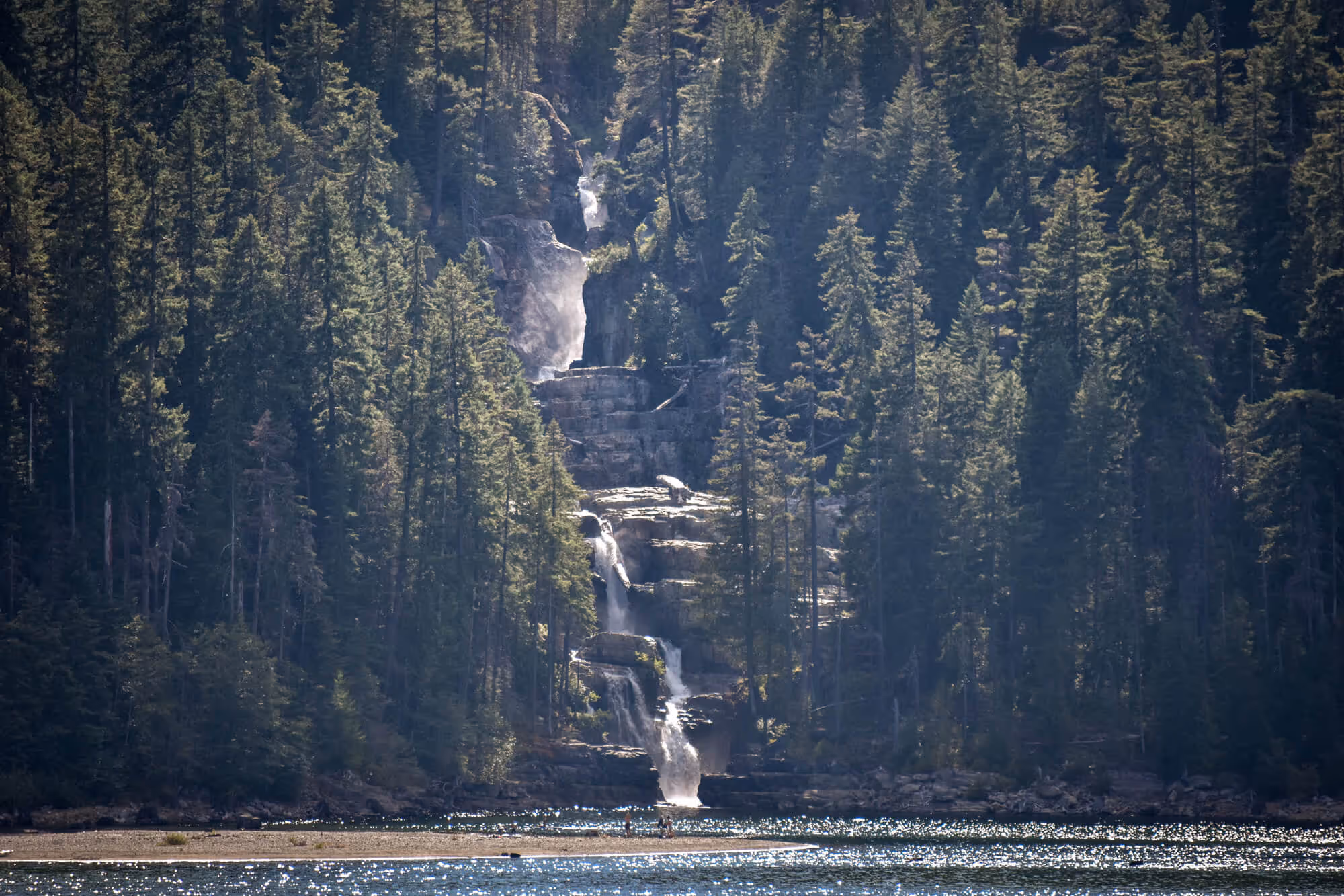 lower myra falls seen from the side of road