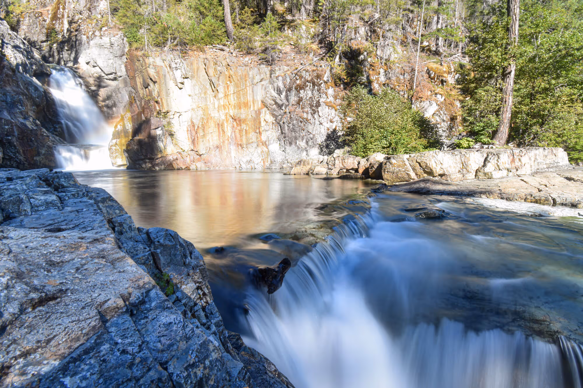 long exposure shot of the upper portion of lower myra falls