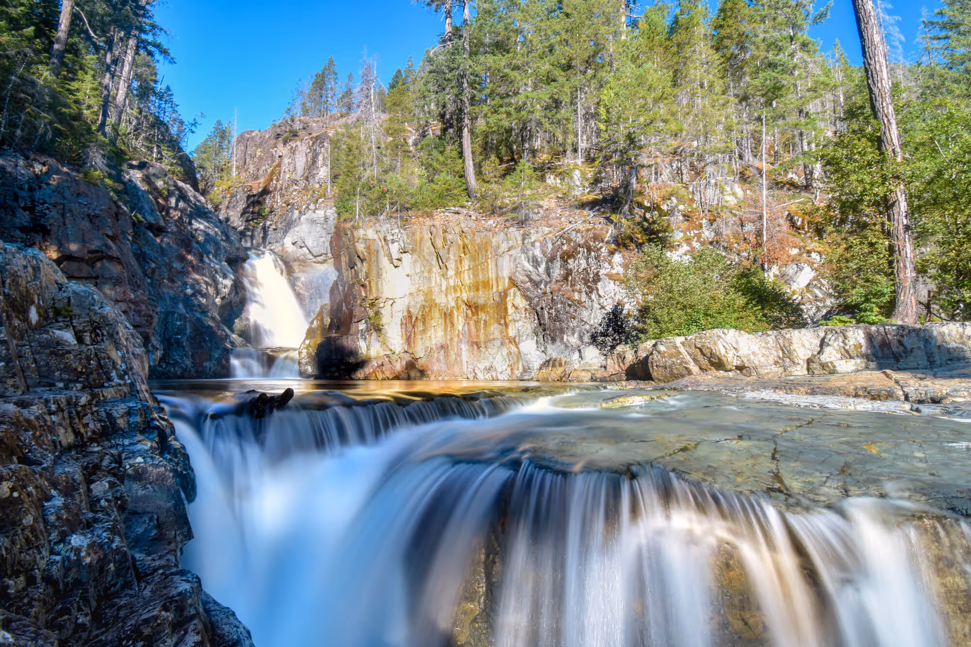 long exposure shot of the upper portion of lower myra falls