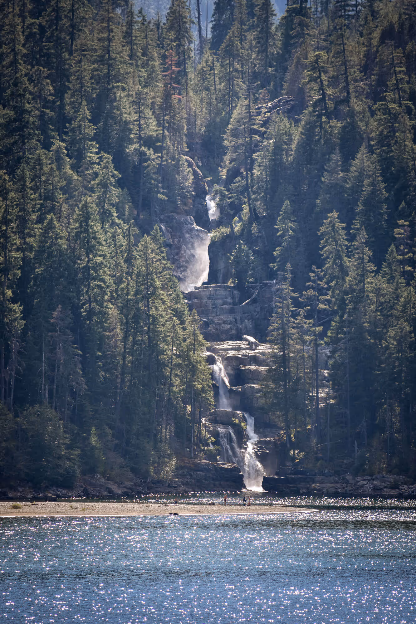zoomed in view of lower myra falls from the road