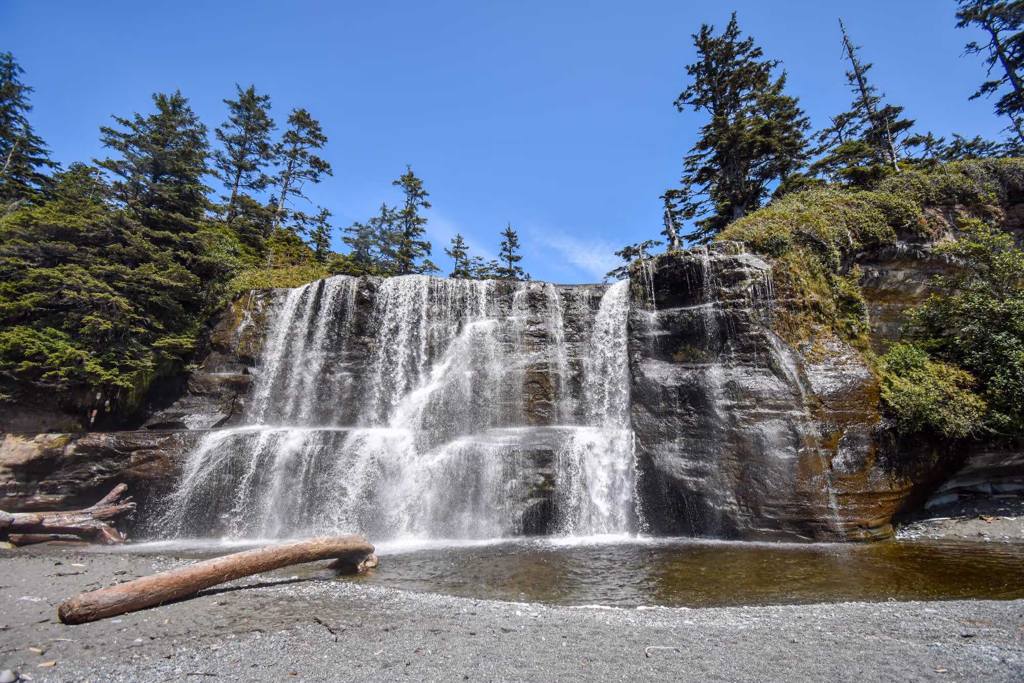 beach waterfall views at tsusiat falls