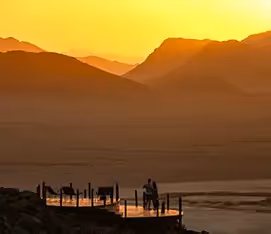 A view of a sun downer on the deck at Desert Homestead Outpost. 