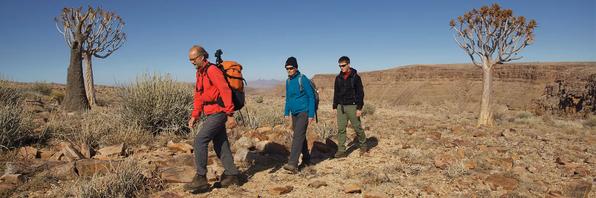 Stand at the edge of the world's second largest canyon and explore the rocky outcrops on the Fish River Canyon hike