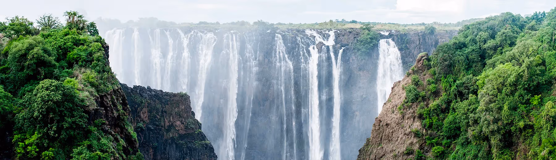  view of Victoria Falls through the gorge from Zimbabwe. 