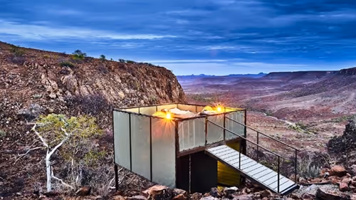 Sleeping platforms with shaded area for afternoon siesta, revealing open skies for nighttime slumber.