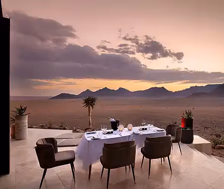 Romantic dinner at Sossusvlei Desert Lodge - a 5-star luxury lodge in Namibia