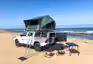 Fully equipped 4x4 camping car for hire in Namibia – ideal for self-drive safaris with rooftop tent, fridge and gear.