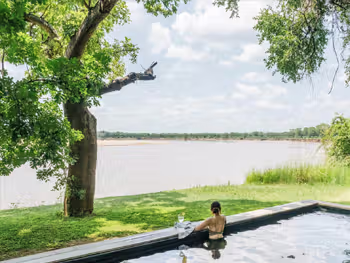 Pool overlooking the river on Zambia Safari
