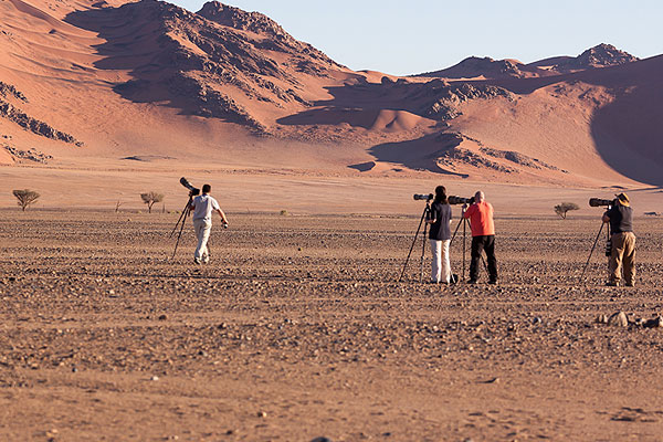 Photography guests on a private guided safari in Namibia