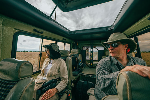 Guests on a game drive on a private guided safari in Botswana
