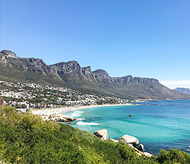 Cape Town harbour, waterfront and Table Mountain. 