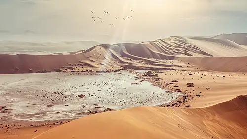 Atemberaubender Panoramablick auf die berühmten Dünen von Sossusvlei, Namibia.