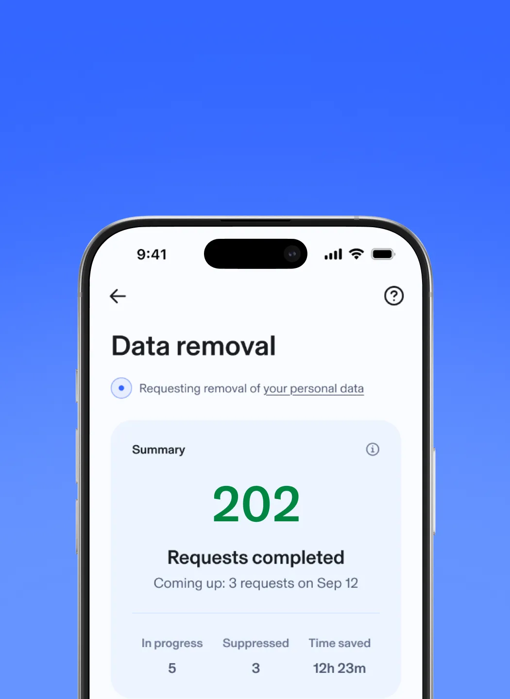 Image of the online data removal feature in app