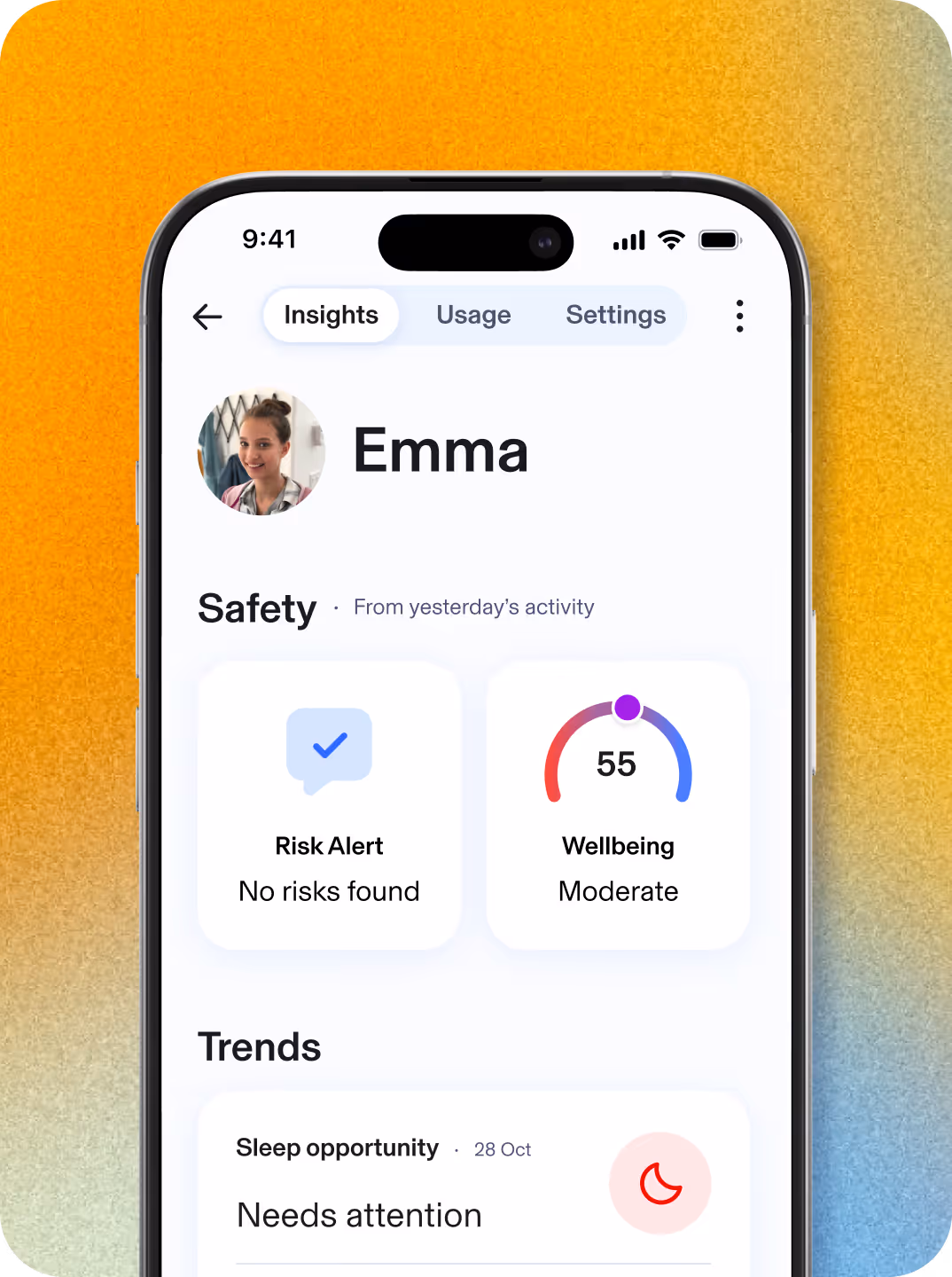 Add schedule Aura app screen. Tap to select days you'd like to schedule bedtime. Sleep time shows 9PM. Wake time options available.