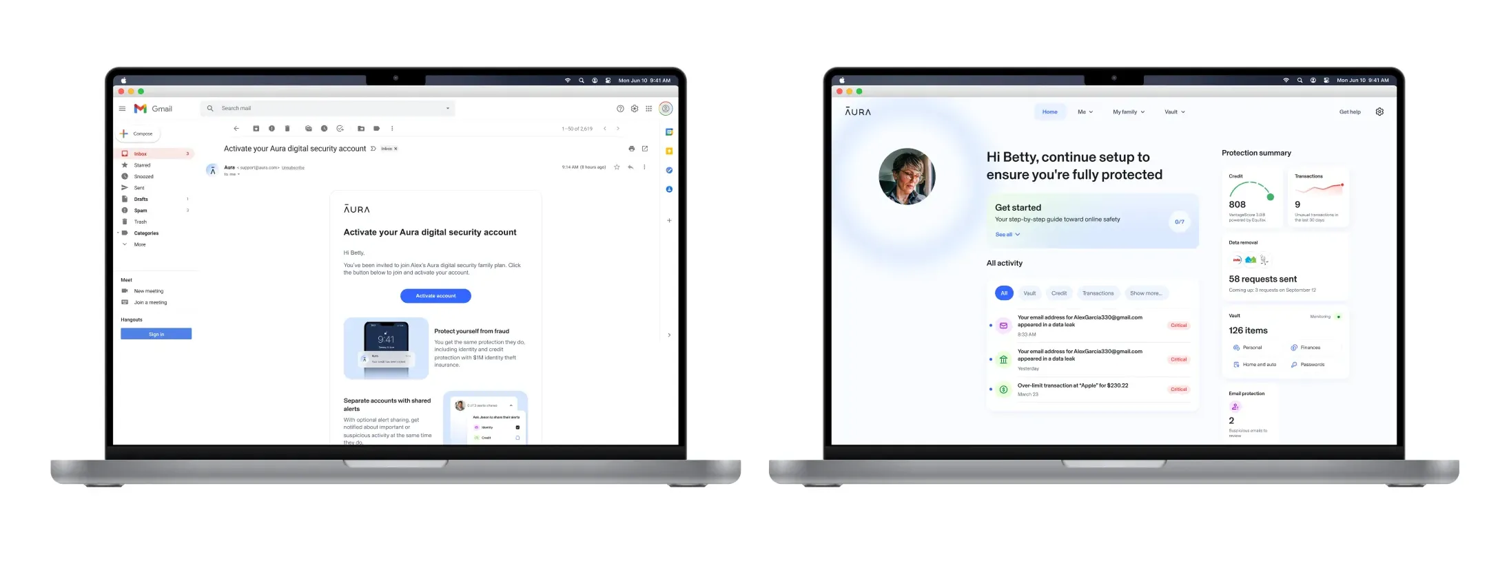 Aura UI showing how Trusted Family Access works on desktop