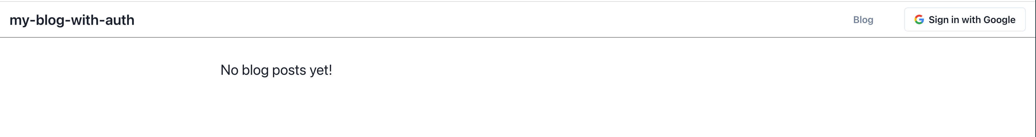 A screenshot of the current state of the blog. There is a header with a sign-in button and the Blog link displayed, with the No posts yet... message