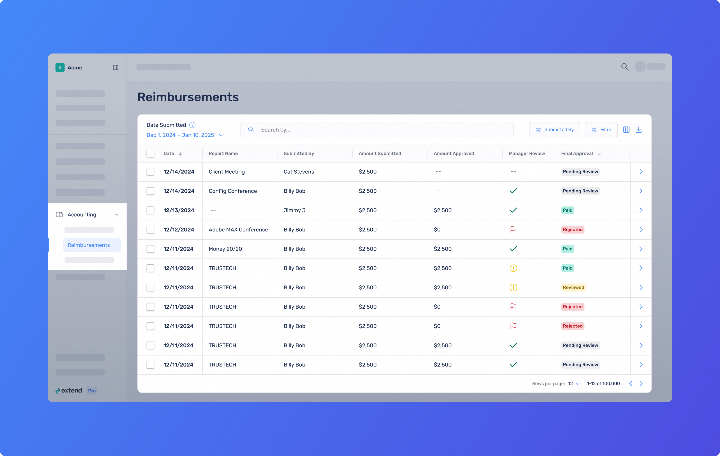 Approve and manage expense reports on Extend.