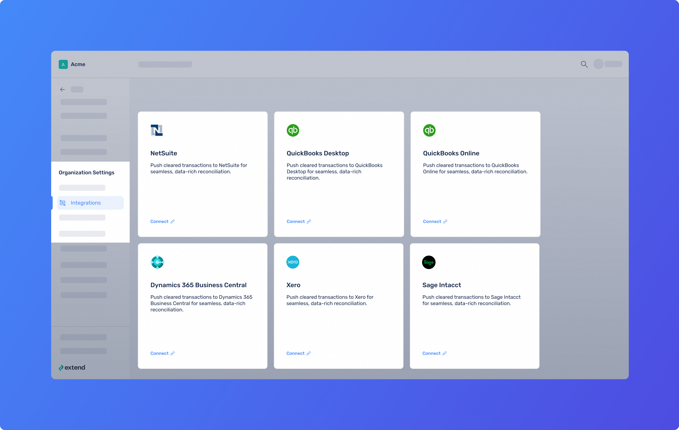 Automatically add your codes through an integration on the Integrations tab in your org settings in the Extend app or platform.