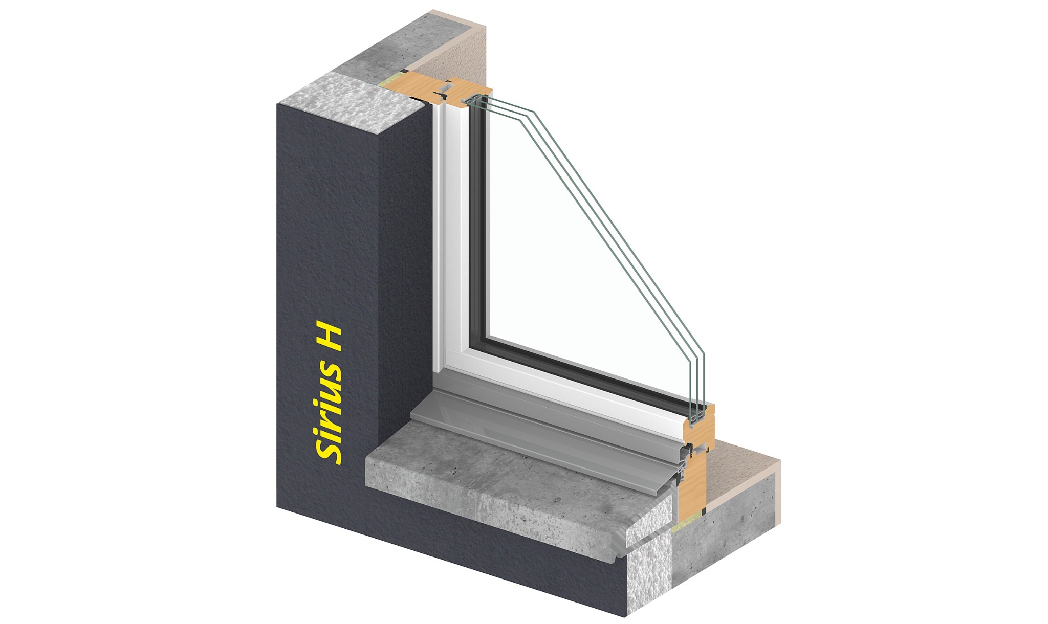 SIRIUS H Holzfenster – 3D-Systemansicht