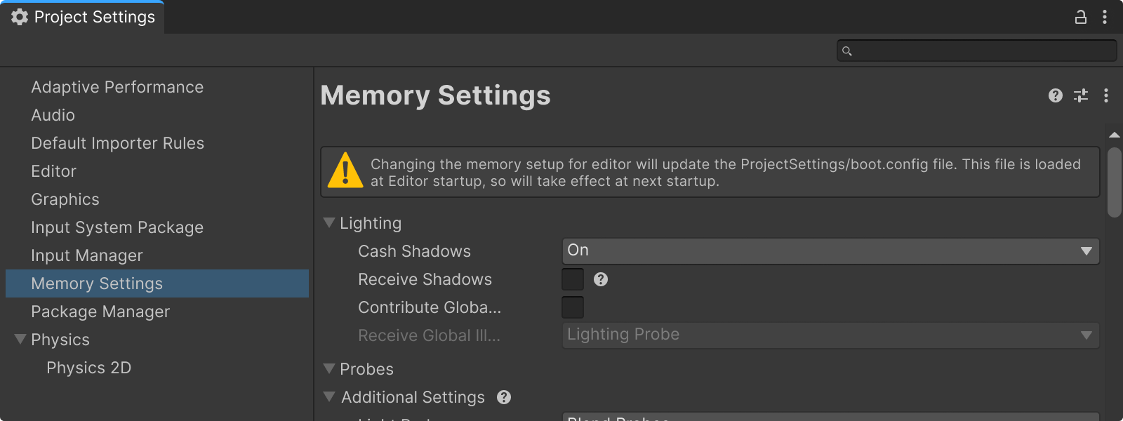 An overview of the Project Settings window