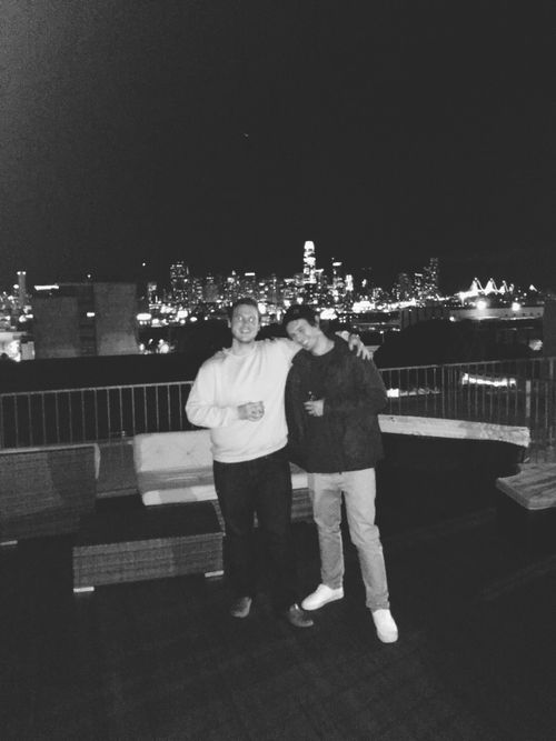 Two men on rooftop