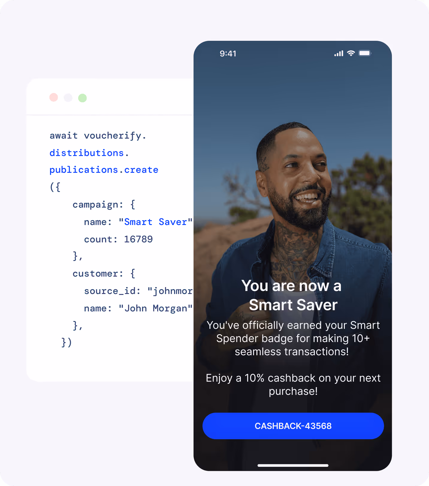 Visual showing the easiness of mobile integration of loyalty and promotions in fintech