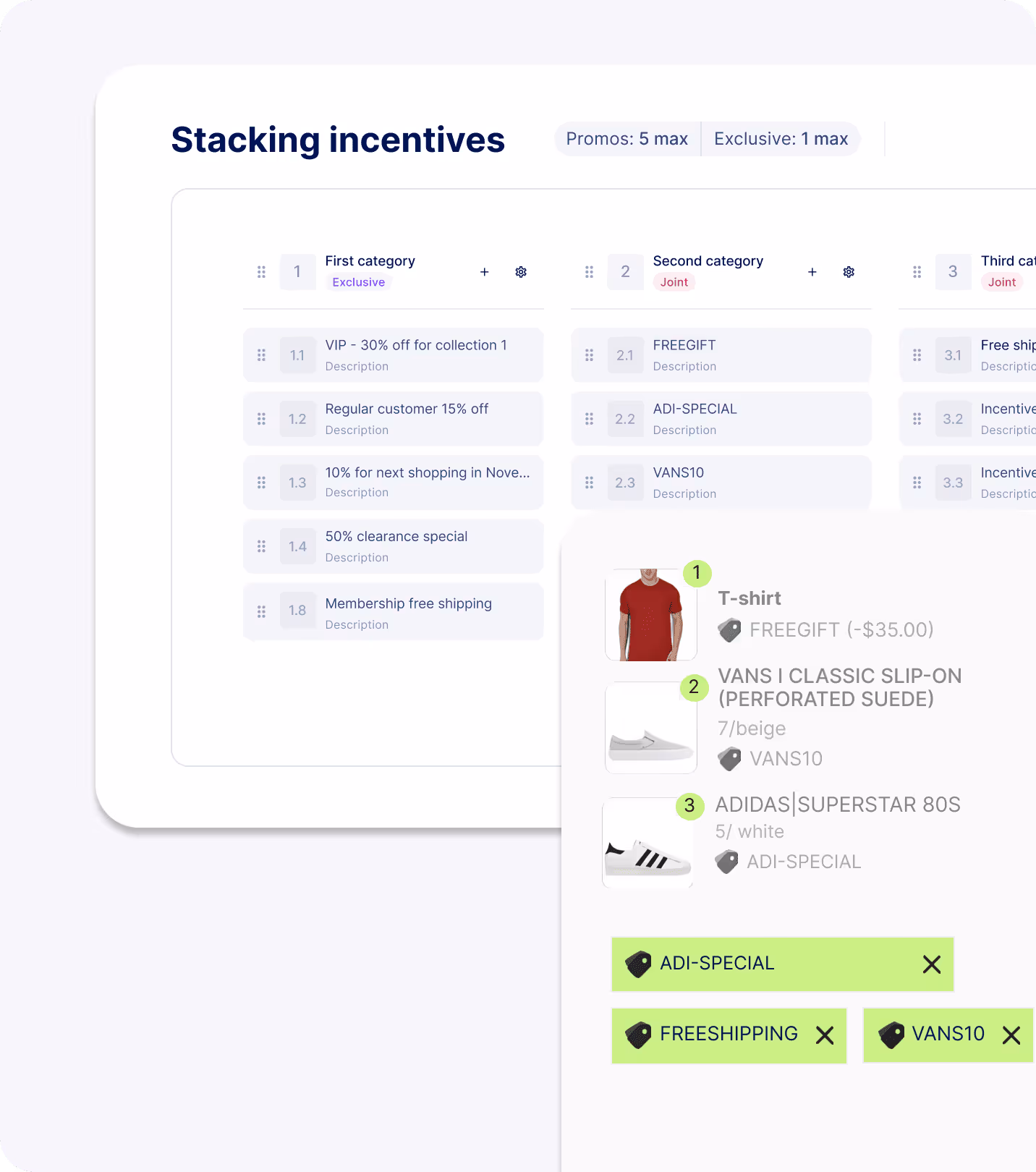 Visual of Shopify discount stacking and checkout view
