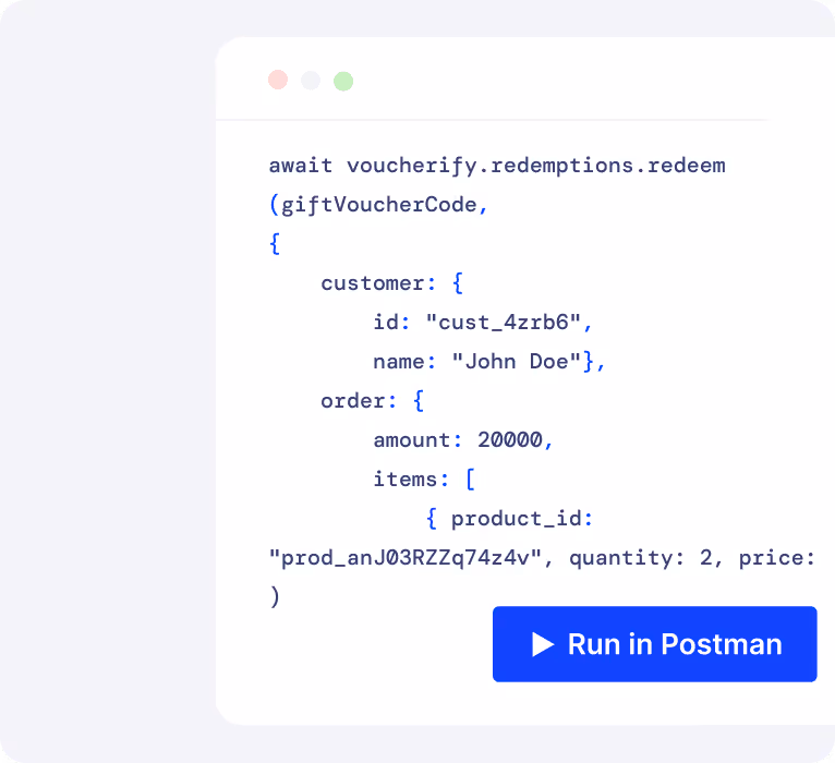 Visual of gift card API