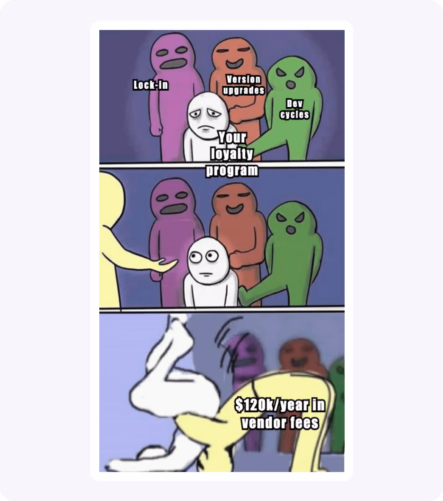 Meme showing Voucherify differentiation