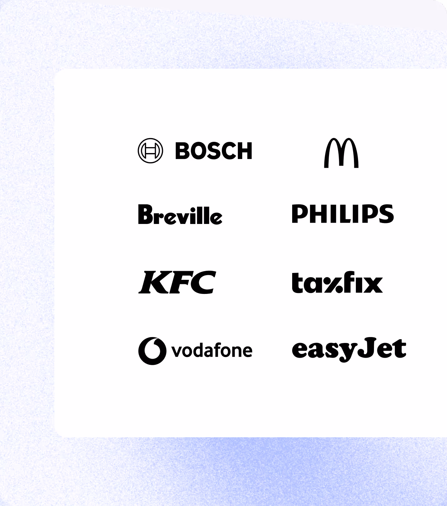 Visual displaying Voucherify customers like Bosch, McDonald's, or easyJet