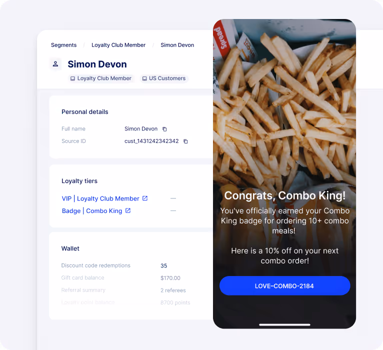 Visual showing custom member profile and promotion