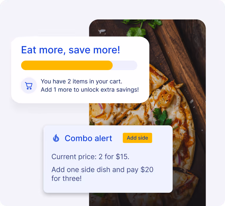 Visual showing an upselling incentive in a mobile view