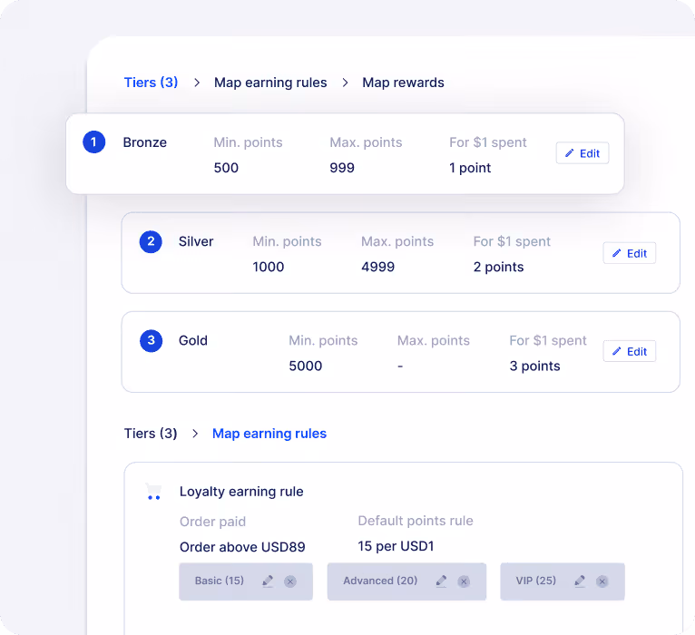 Grid image of loyalty tier builder