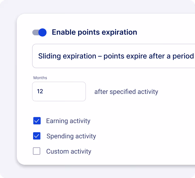 Grid view of loyalty points expiration