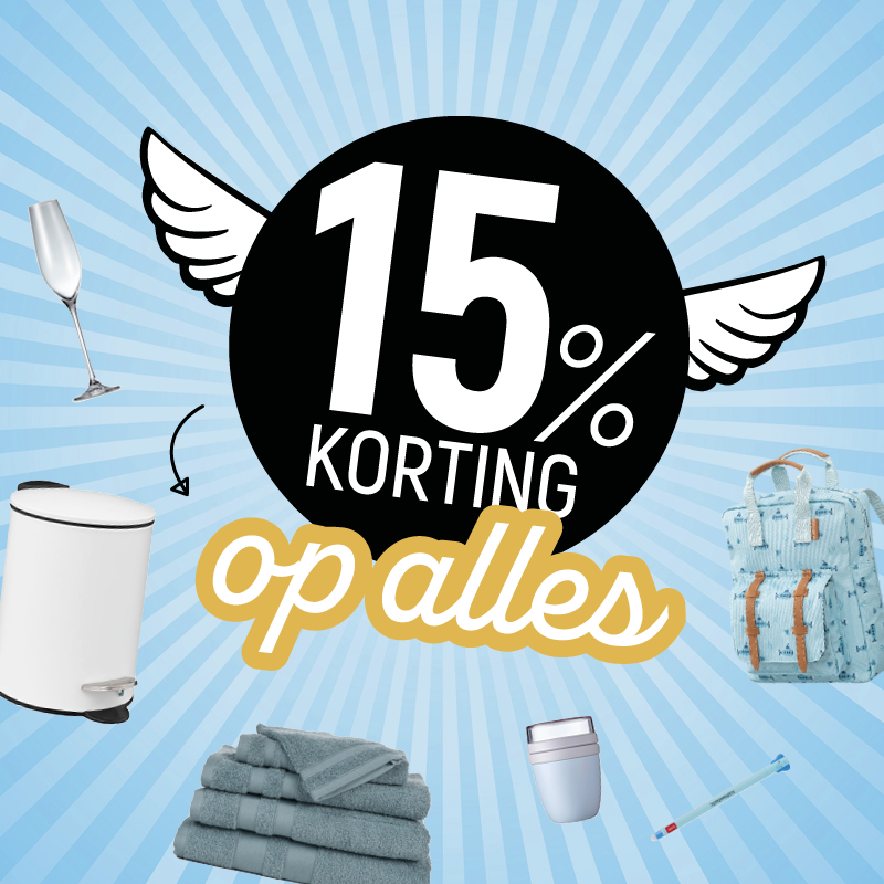 15% korting op alles