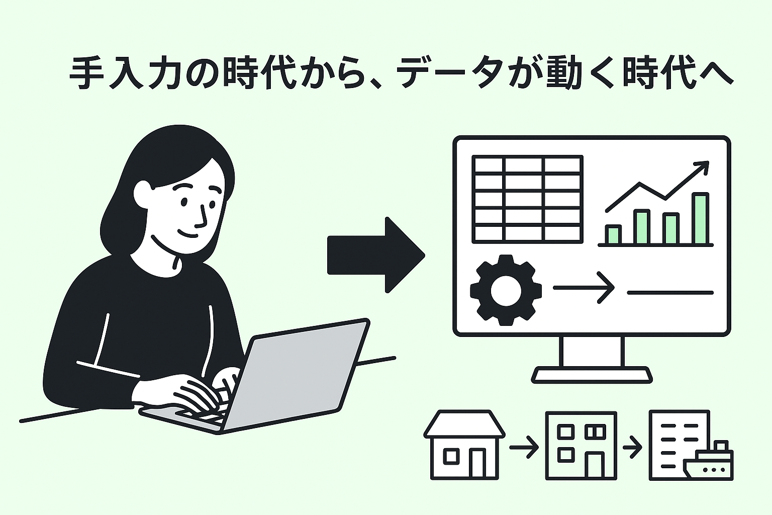 エクセルの資金繰り表をシステム化して自動更新する流れを示す図