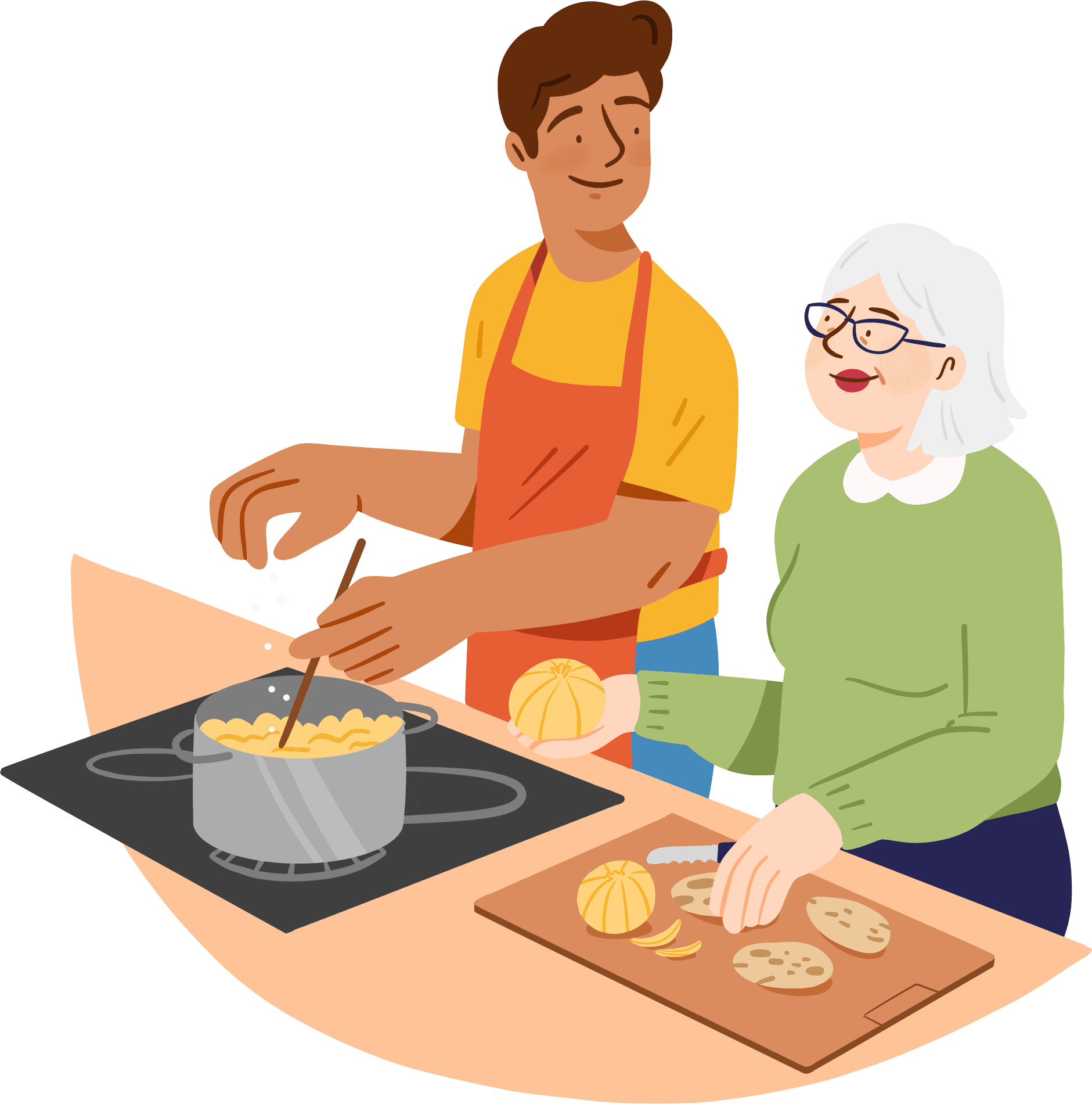 cuisiner avec personne âgée