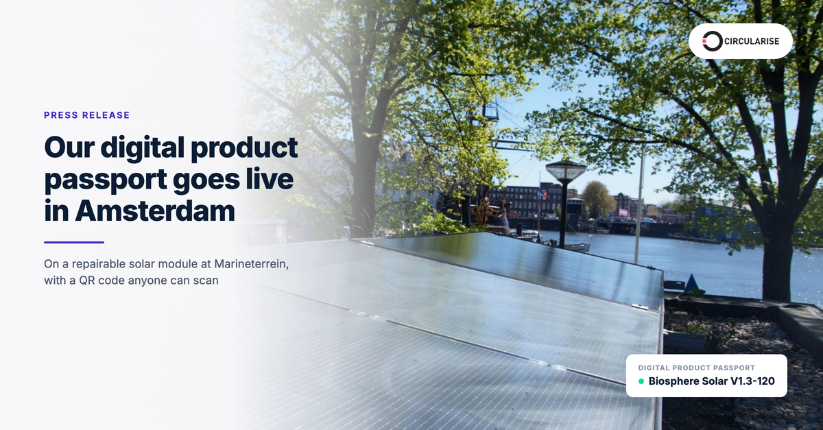 Circularise's digital product passport goes live on a repairable solar module in Amsterdam