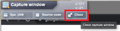 close button in captured window