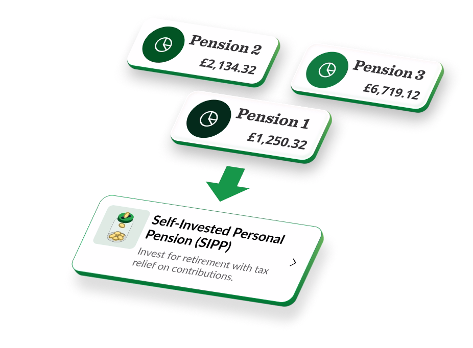 Quilter Invest app showing pension consolidation and transfer tracking