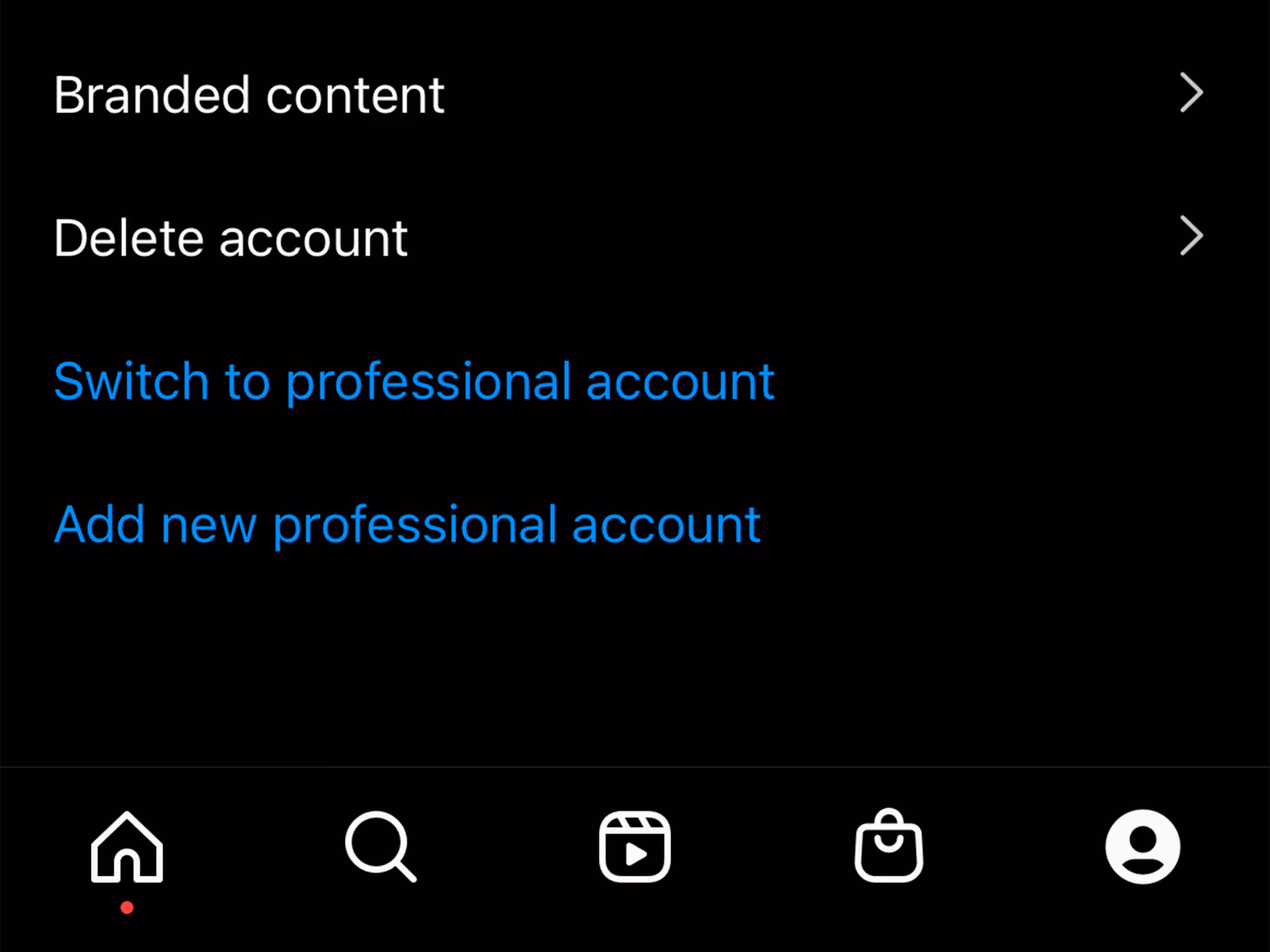 Instagram's professional account option