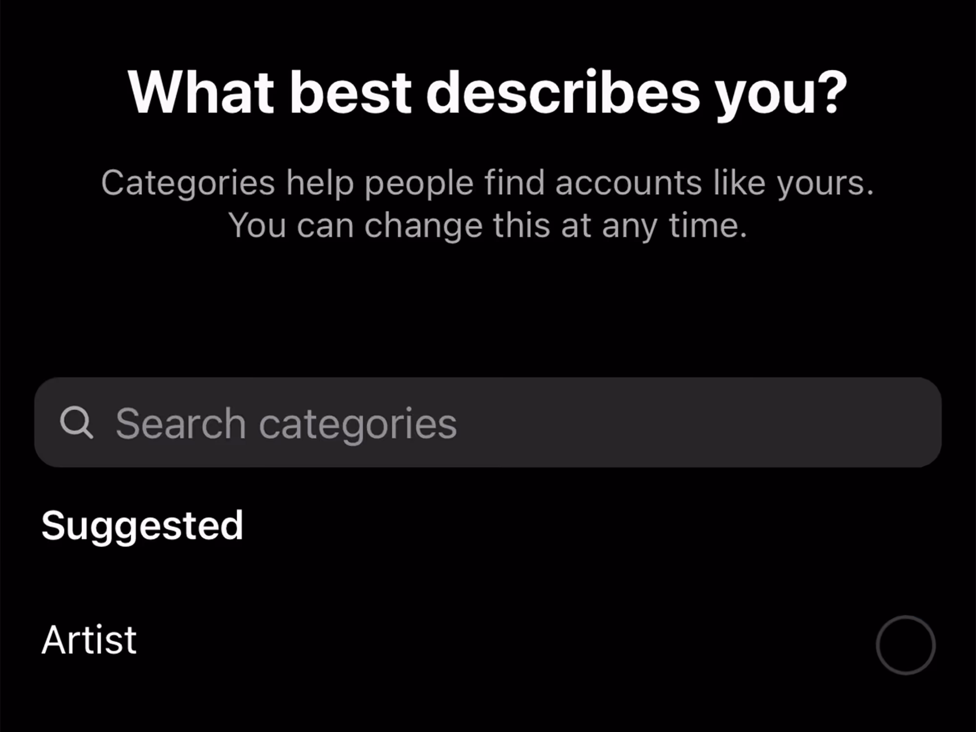 Instagram's menu for business accounts
