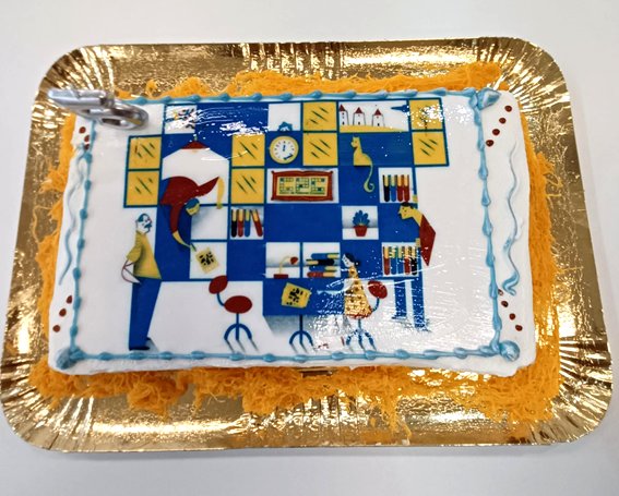 Bolo comemorativo do 5.º Aniversário do Clube de Palavras Cruzadas da Biblioteca Municipal do Barreiro