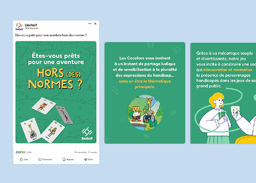 Aperçu d'un carrousel Linkedin valorisant un jeu de cartes hors (des) normes.