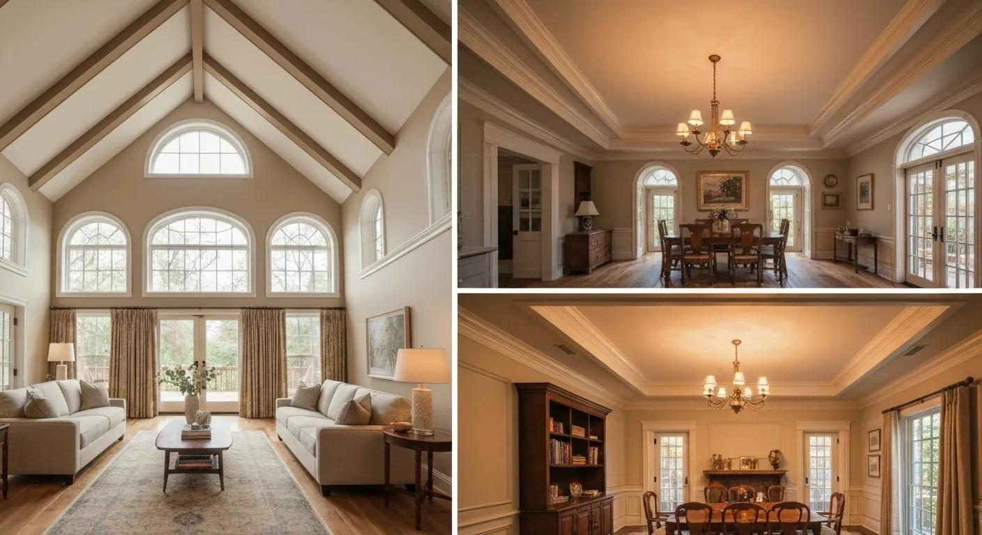 Comparison of room interiors with different ceiling heights affecting light and space