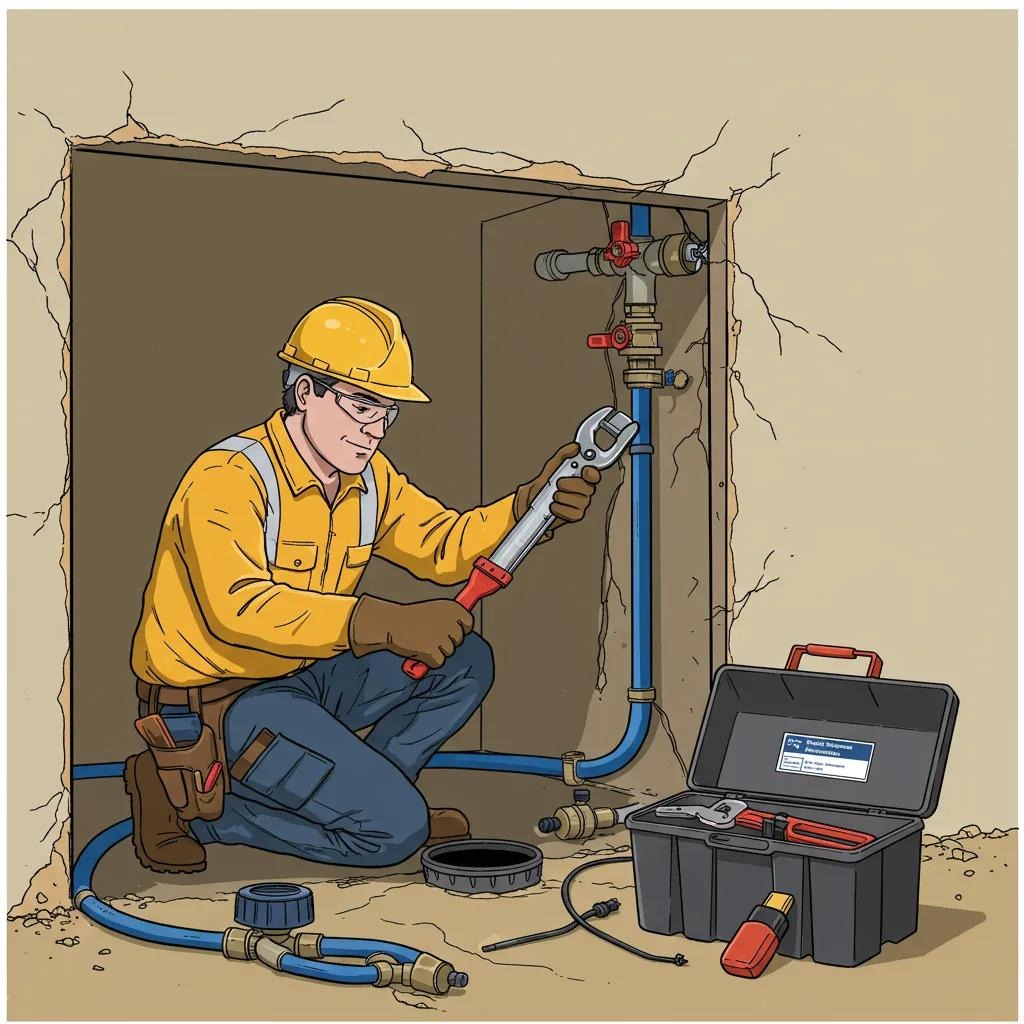 Licensed plumber performing plumbing disconnection before demolition