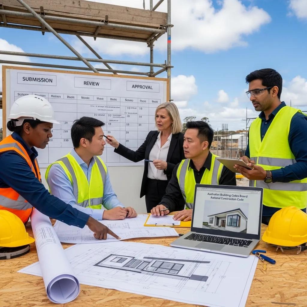 Group discussing building permits and approvals in Australia, highlighting the approval process