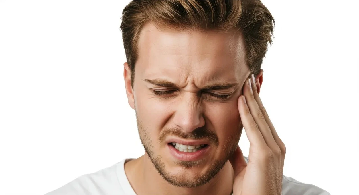 Person holding head in pain from headache