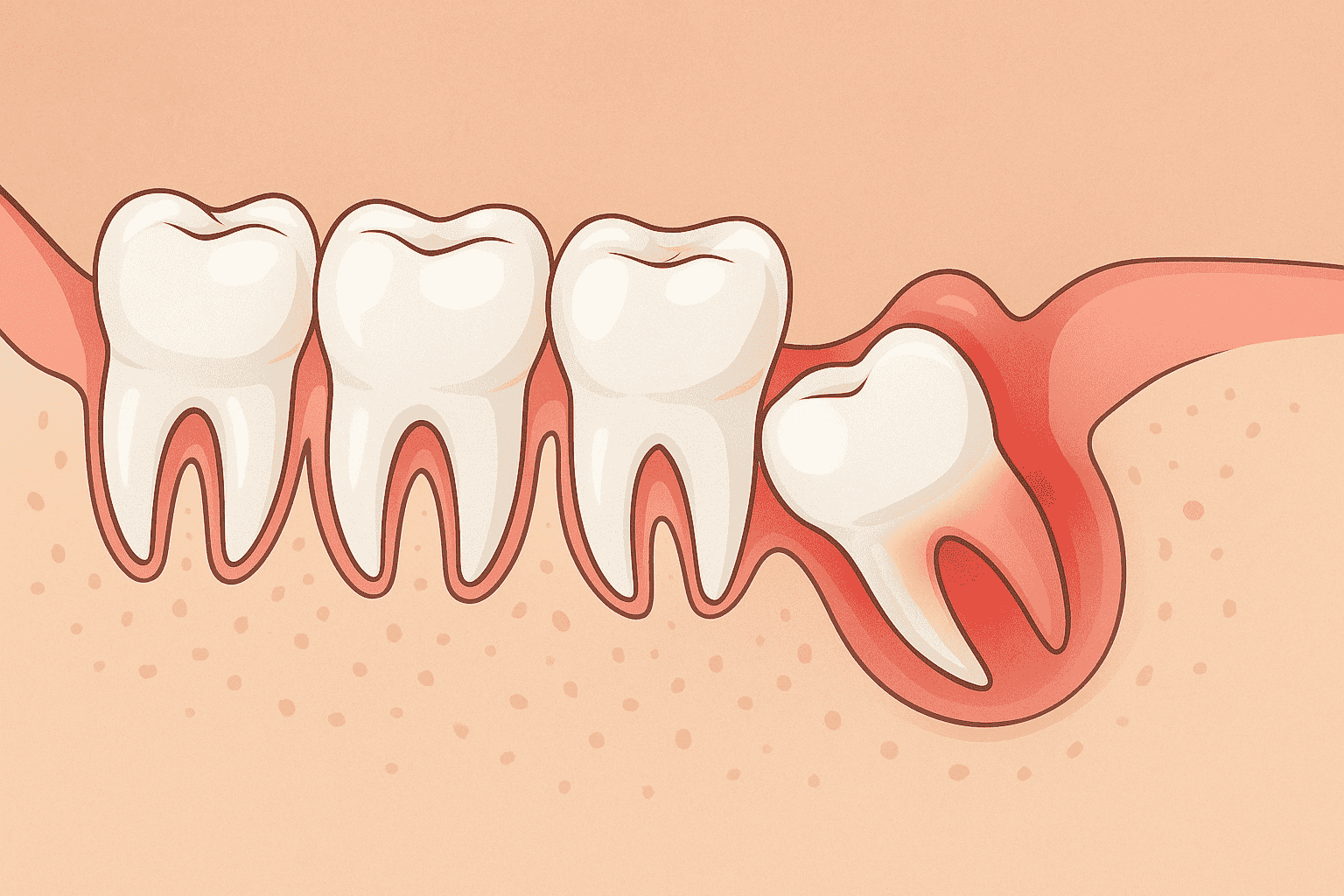 Diagram showing the position of wisdom teeth in the jaw